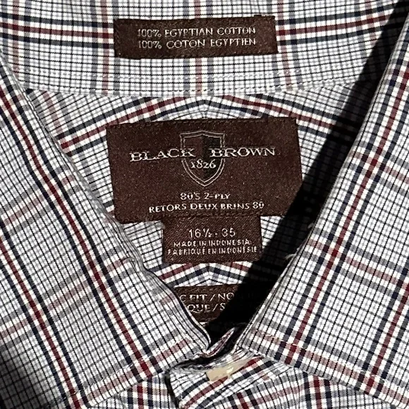 Black | Brown Check Button Down Dress Shirt - Picture 2 of 2